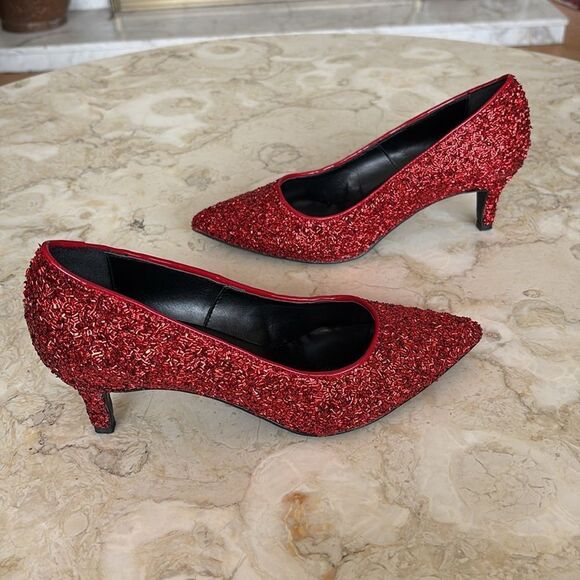 ISLO Isabella Loruso Red Sequinned Evening Pumps Heels - Picture 4 of 13